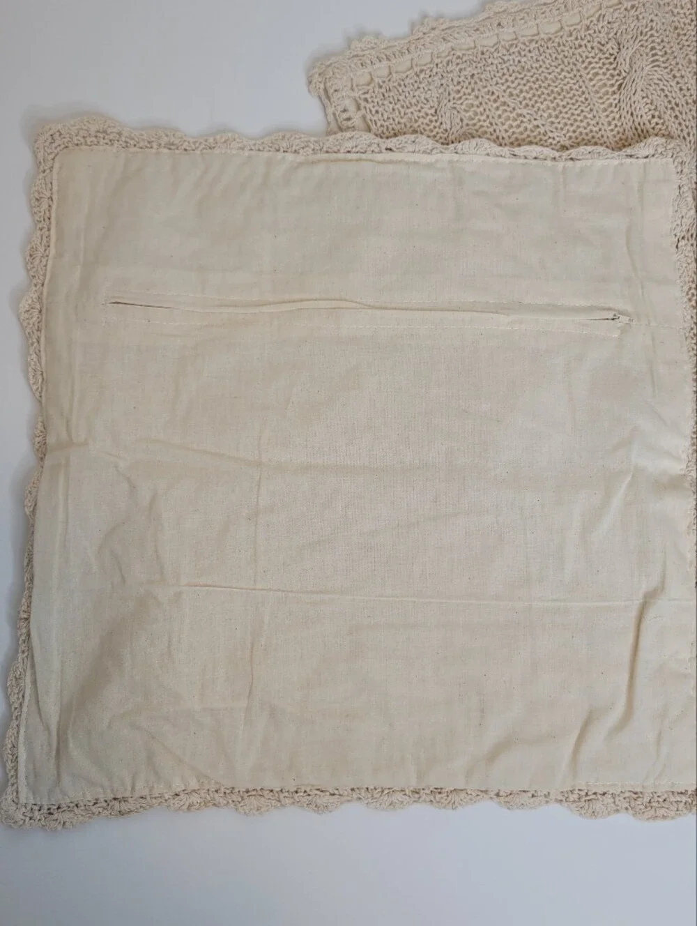 Celtic Weavers Aran Cable Crocheted Pillow Covers 15x15 Natural Cottagecore NEW